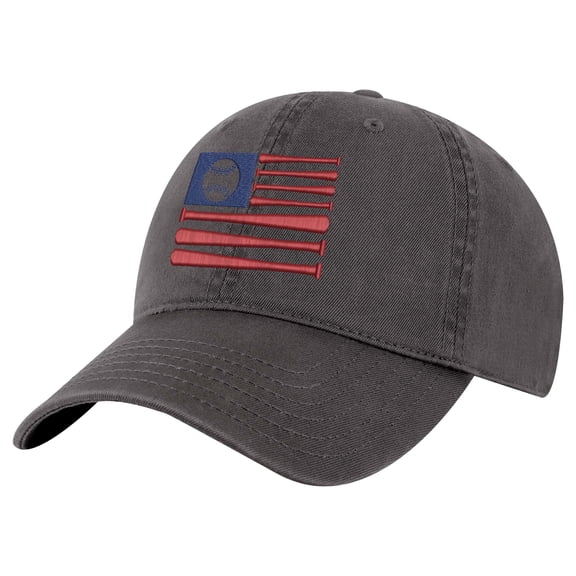 Flag Baseball Bat Hat – Patriotic Baseball Cap with Embroidered Bat Flag (Charcoal)