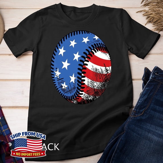 Baseball American Flag July Fourth Player T-Shirt