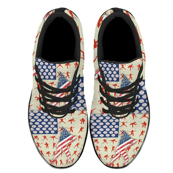 Baseball American Flag Us Shoes Women's Fashion Sneakers Tennis Running Shoes for Men Women Black Size 9