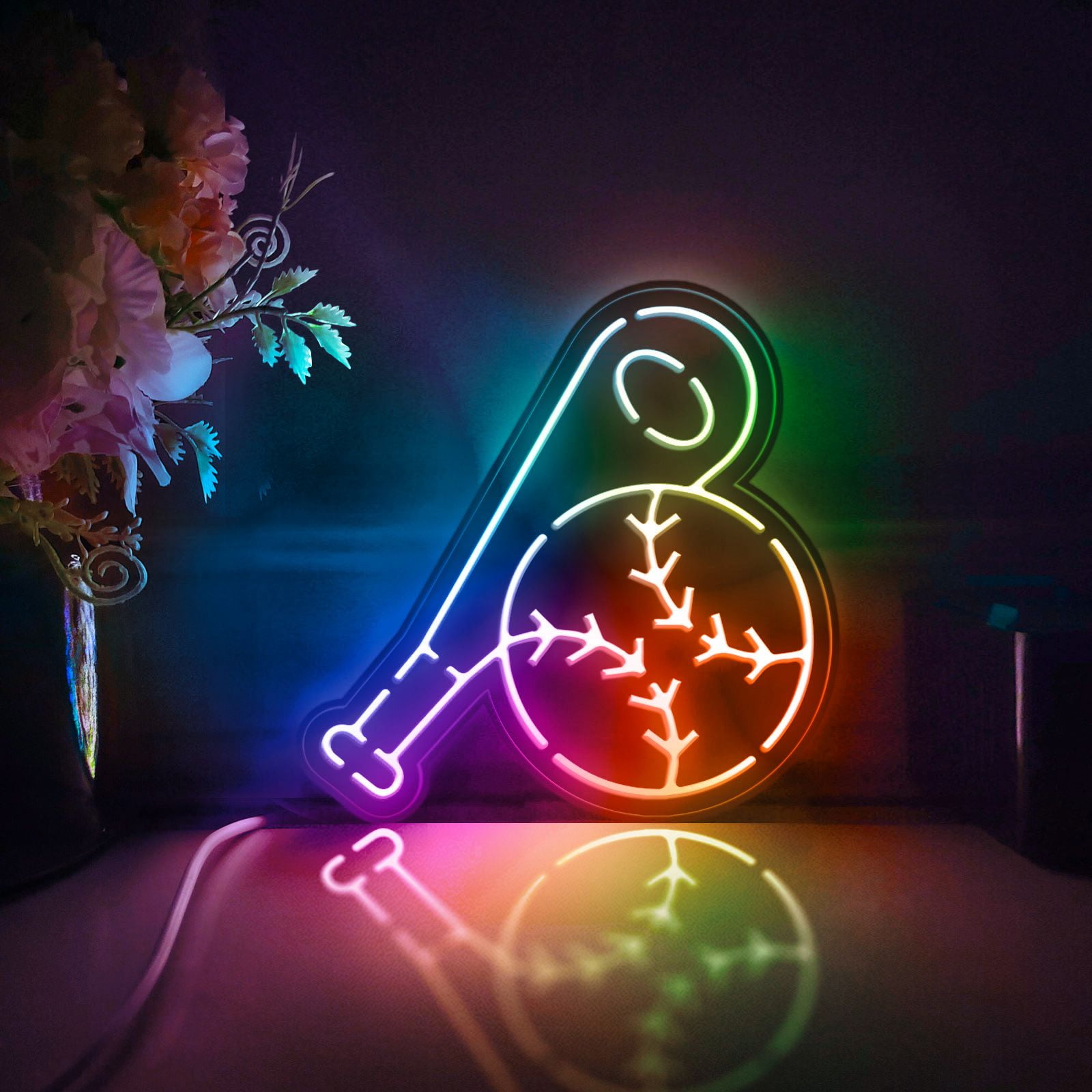 Baseball And Bat Led Light Box, Dimmable Neon-Like Light Signs USB ...