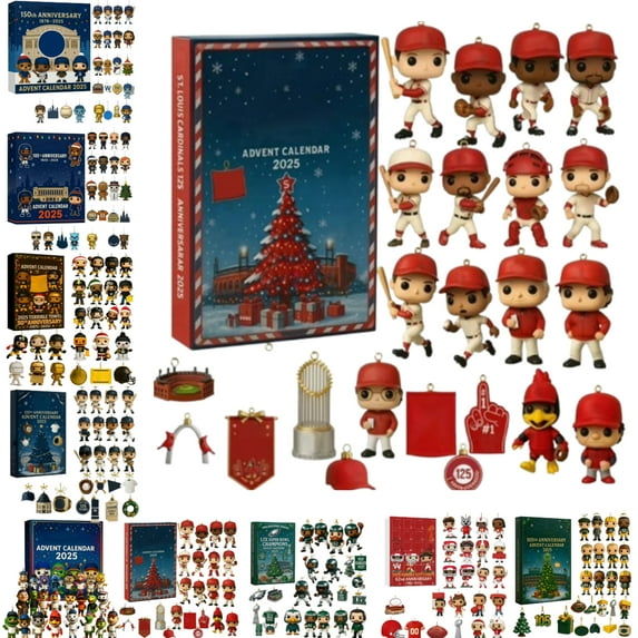 Baseball Anniversary Advent Calendar 2025 · 24 Day Countdown with Mini Collectible Player Figures, Stadium & Trophy Keepsakes, Holiday Gift for Fans and Collectors(I)