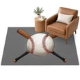 Baseball Area Rug 3'x5', Sports Gray Background Cartoon Soft Mat Non ...