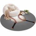 Baseball Area Rug 5', Sports Gray Background Cartoon Soft Mat Non-Slip ...