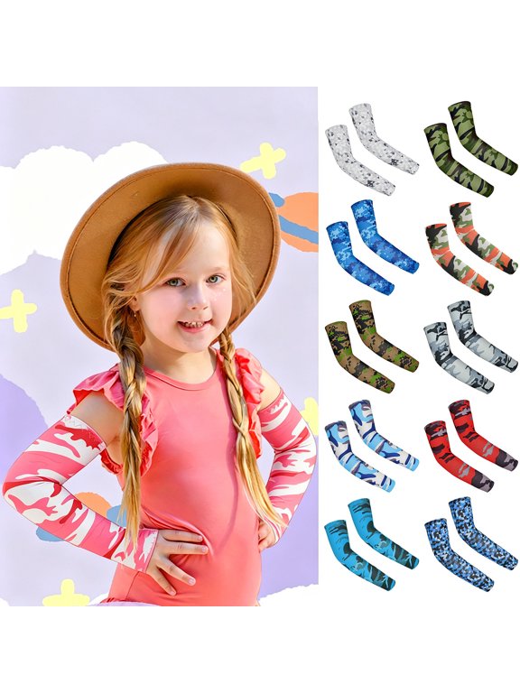 Baseball Arm Sleeves for Kids 1 Pairs UV Sun Protection Cooling Compression Sleeves to Cover Arms for Boys Girls