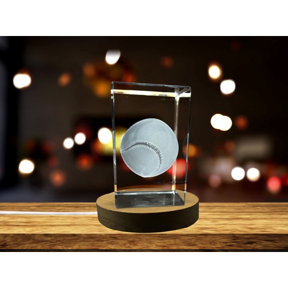 Baseball Art | 3d Engraved Crystal Keepsake for Baseball Player Gift | Clear - AB Crystal Collection