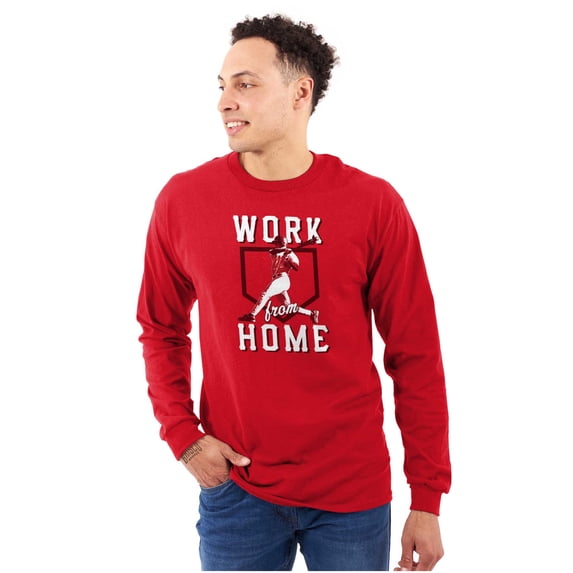 Baseball Athlete Work From Homebase Men's Long Sleeve Tee T Shirt Brisco Brands L