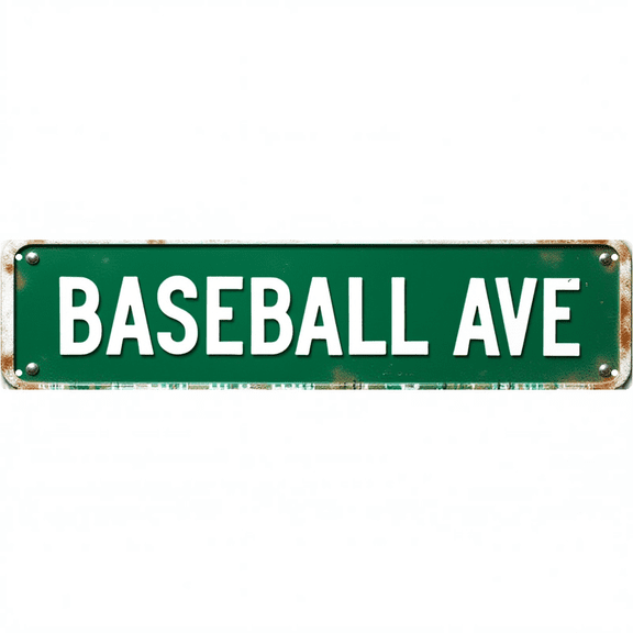 Baseball Avenue Sign 16*4 Inches "BASEBALL AVE" Baseball Lover Sports Decor
