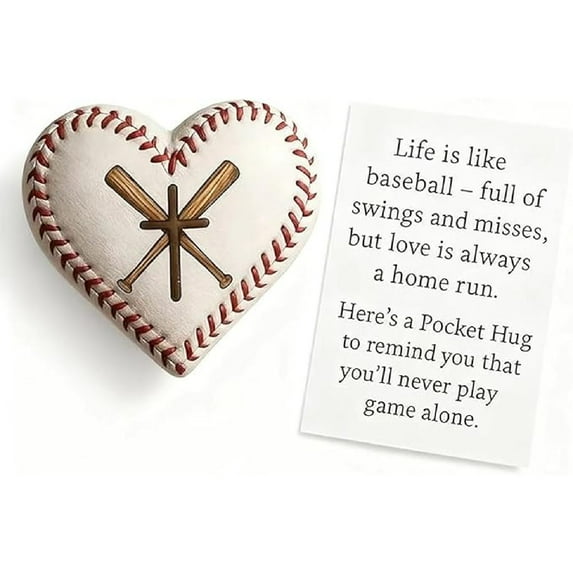 Baseball B Pocket Hug with Gift Card,Sport-Themed Pocket Hug Collection with Inspirational Gift Cards,Heart-Shaped Sports Token of Encouragement,for Sports Enthusiasts,Family,Close Friends