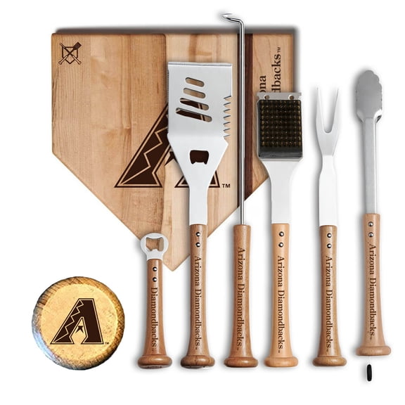 Baseball BBQ Arizona Diamondbacks MVP 12- Cutting Board & 6-Piece BBQ Tools Grill Set
