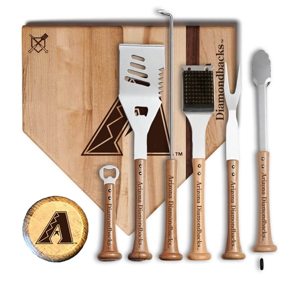 Baseball BBQ Arizona Diamondbacks MVP 17- Cutting Board & 6-Piece BBQ Tools Grill Set