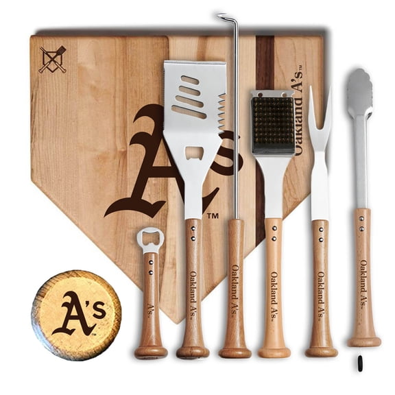 Baseball BBQ Athletics MVP 17- Cutting Board & 6-Piece BBQ Tools Grill Set