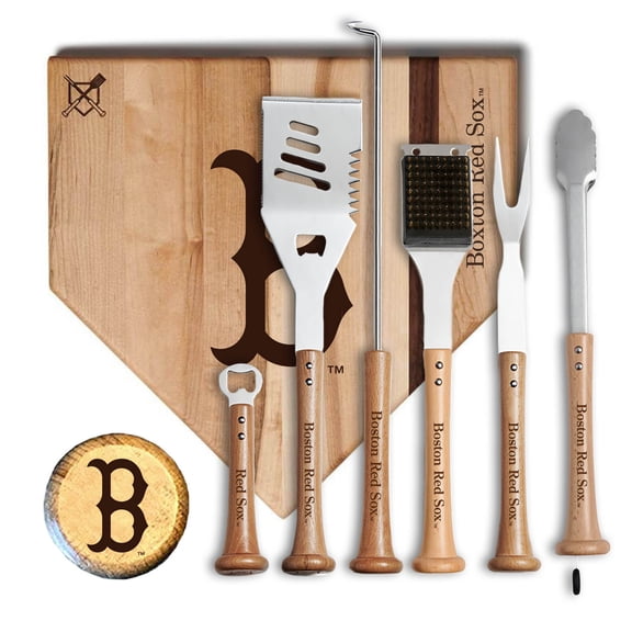Baseball BBQ Boston Red Sox MVP 17- Cutting Board & 6-Piece BBQ Tools Grill Set