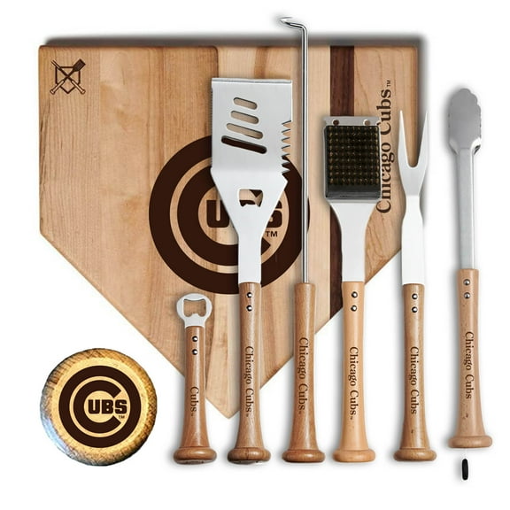 Baseball BBQ Chicago Cubs MVP 17- Cutting Board & 6-Piece BBQ Tools Grill Set