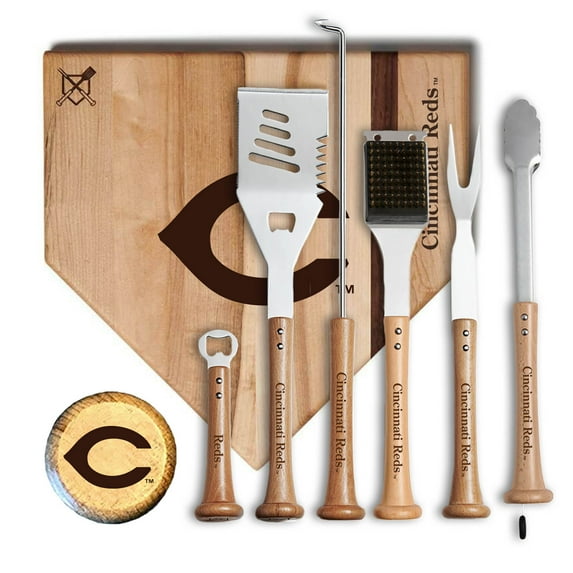 Baseball BBQ Cincinnati Reds MVP 17- Cutting Board & 6-Piece BBQ Tools Grill Set