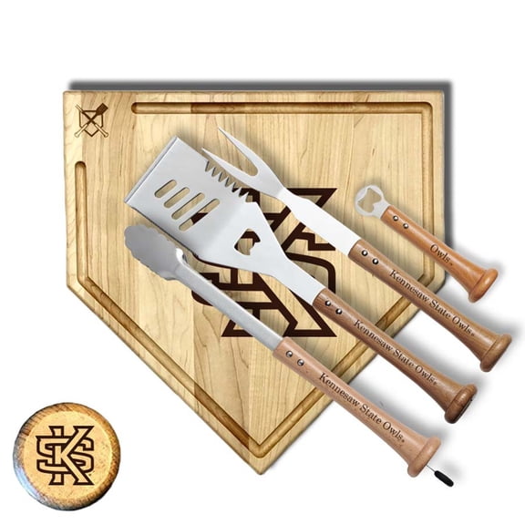 Baseball BBQ  Kennesaw State Owls 17" Trough Grand Slam Combo Set