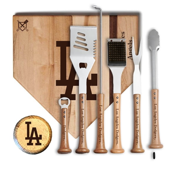Baseball BBQ Los Angeles Dodgers MVP 17- Cutting Board & 6-Piece BBQ Tools Grill Set