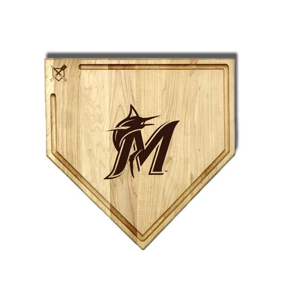 Baseball BBQ Miami Marlins 17'' x 17'' Home Plate Cutting Board with Trough