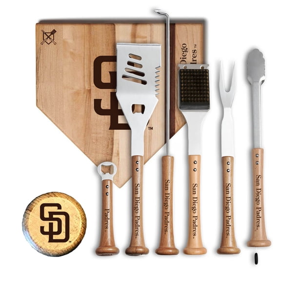 Baseball BBQ San Diego Padres MVP 12- Cutting Board & 6-Piece BBQ Tools Grill Set