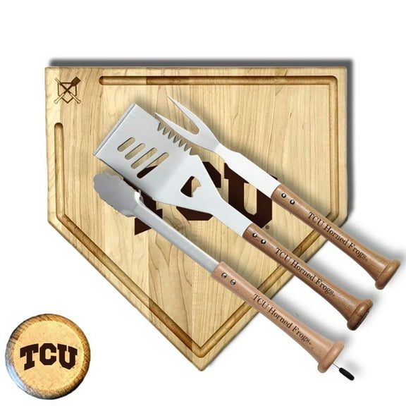 Baseball BBQ TCU Horned Frogs 17" Trough Silver Slugger Combo Set