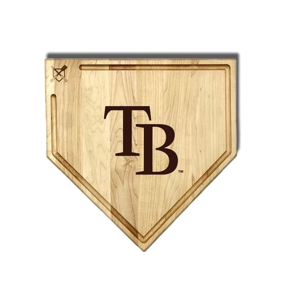 Baseball BBQ Tampa Bay Rays 17'' x 17'' Home Plate Cutting Board with Trough