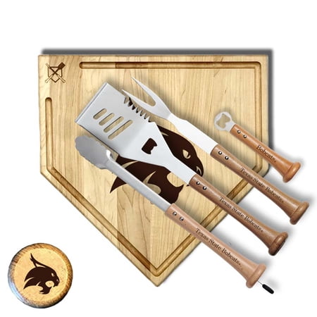 Baseball BBQ Texas State Bobcats 17" Trough Grand Slam Combo Set