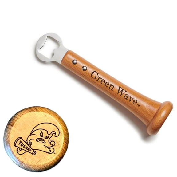 Baseball BBQ Tulane Green Wave Pickoff Bottle Opener