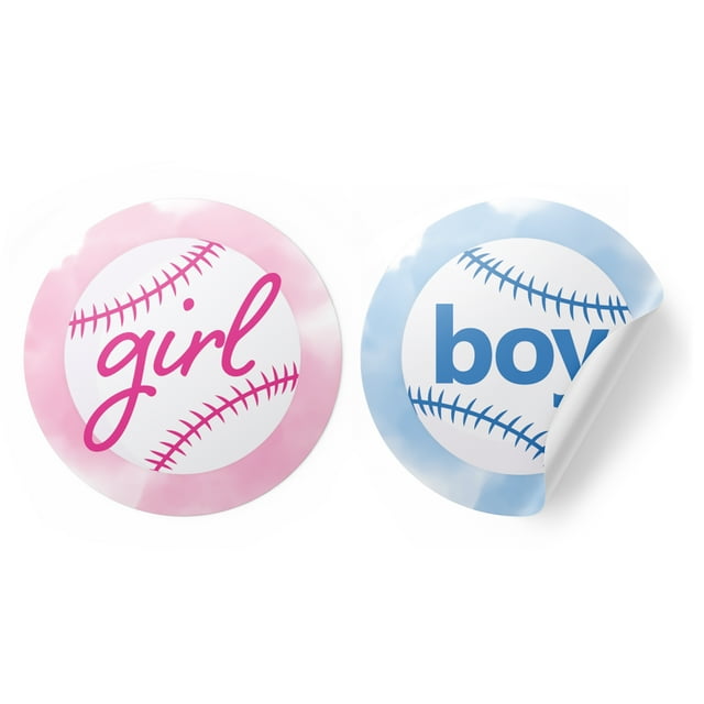 Baseball Baby Gender Reveal Party, Girl or Boy Stickers, Baby Shower ...