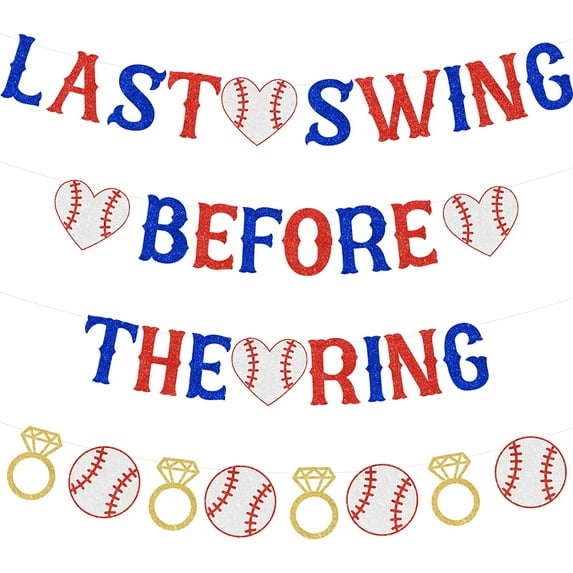 Baseball Bachelorette Party Decorations, Last Swing Before The Ring Banner Baseball Diamond Ring Garland, Sports Themed Bridal Shower Engagement Wedding Party Supplies
