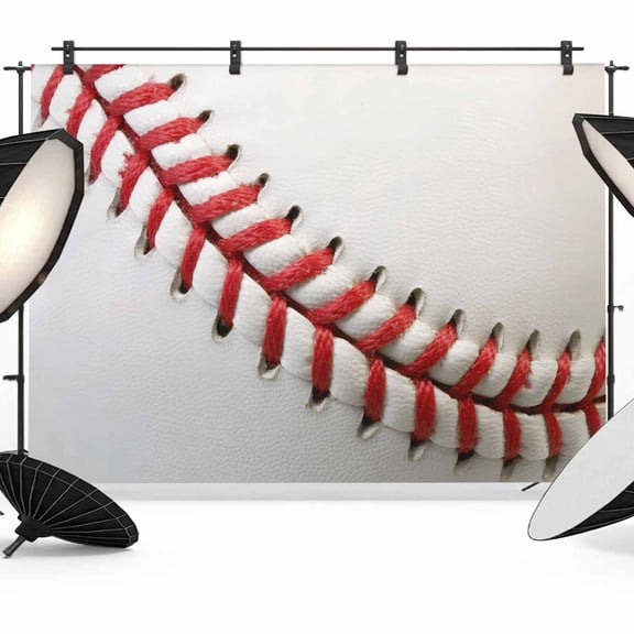 Baseball Backdrop for Photography,Fabric Photo Background Backdrop,Red White Texture Sports Ball Minimalist Photo Booth Background for Portrait Photoshoot Video Wedding Studio Decoration Banner 7x5ft