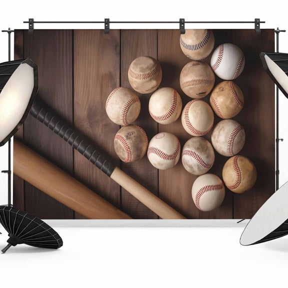 Baseball Backdrop for Photoshoot,Photography Photo Studio Background Wall Backdrop,Farmhouse Retro Sport Theme Brown Wooden Grain Back Drop Banner Panel for Portraits Wedding Live Streaming 7x5Ft