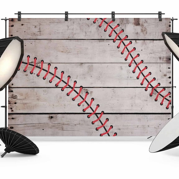 Baseball Backdrop for Photoshoot, Photography Photo Studio Background Wall Backdrop, Vintage Wooden Shabby Art Back Drop Banner Panel for Portraits Wedding Party Live Streaming Decor 8x6Ft
