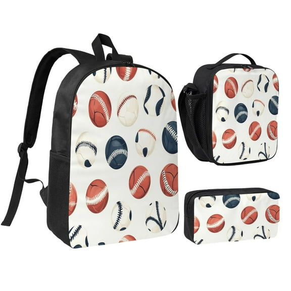 Baseball Backpack 17 Inch Set with Lunch Bag and CaseDurableTravel Bag Combo for Work Commuting Daily Use