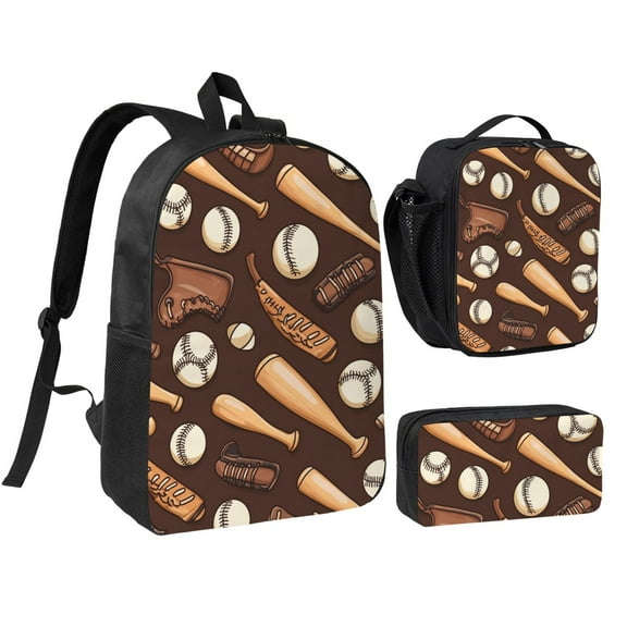 Baseball Backpack 17 Inch Set with Lunch Bag and CaseDurableTravel Bag Combo for Work Commuting Daily Use