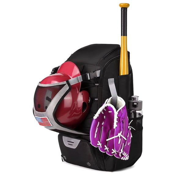 Baseball Backpack with Bat Holder, 36-55L Large Capacity Sports Bag, Oxford Fabric with Ventilated Shoe & Wet/Dry Compartments