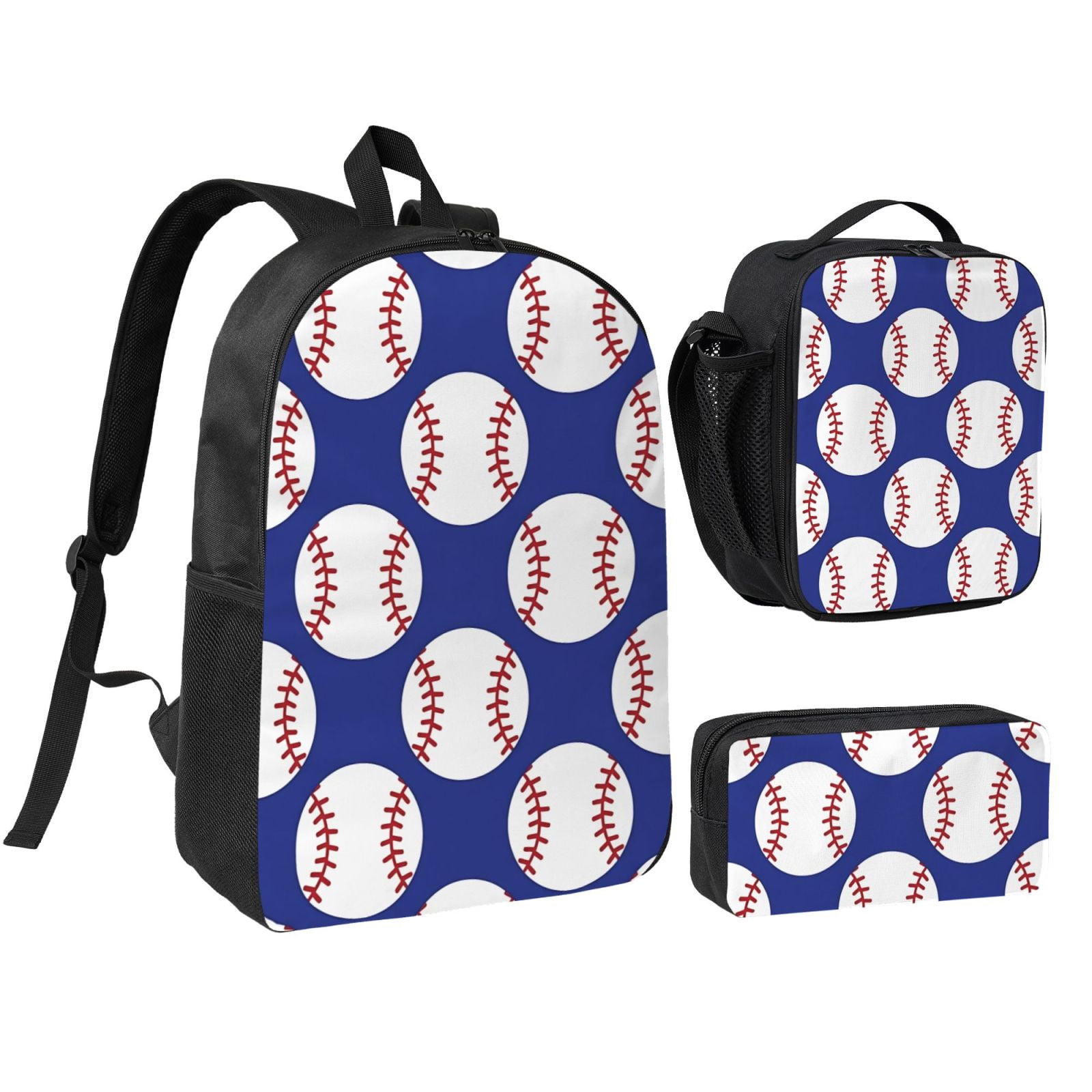 Baseball Backpack Set 3pc ，Backpack with Lunch Bag and Bag 17 Inch