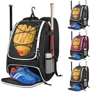 Baseball Bag, Softball Bag for Baseball Gear & T-Ball Bat, Baseball Backpack with Shoes Compartment for Men/Women