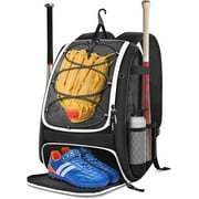 Baseball Bag, Softball Bag for Baseball Gear & T-Ball Bat, Baseball Backpack with Shoes Compartment for Men/Women