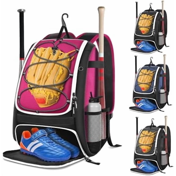 Baseball Bag, Softball Bag for Baseballgear & T-Ball Bat, Baseball Backpack with Shoes Compartment for Men/Women