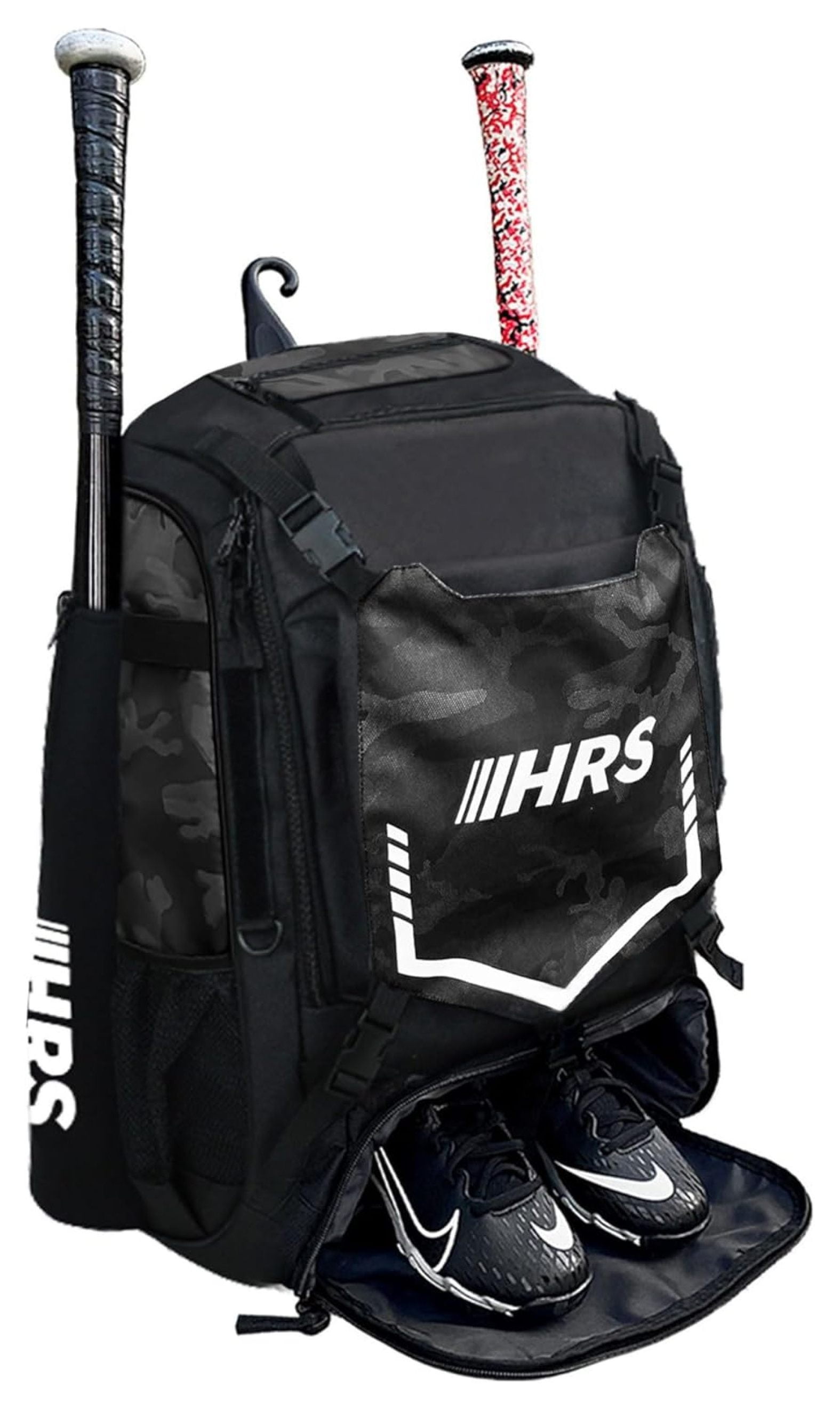 Baseball Bag, Softball Bat Bag for Youth & Adult. Holds 4 Bats, Glove, Water Bottle, Shoe Compartment, Helmet, Fence Hook for Equipment & Gear