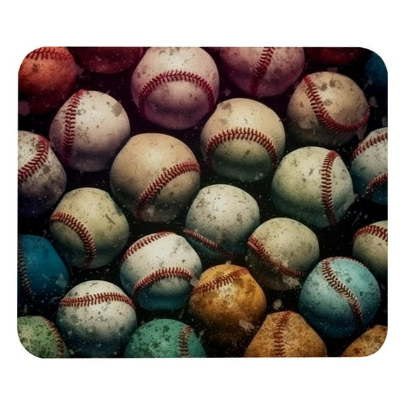 Baseball Ball Background Mouse Pad, Cloth with Rubberized Base