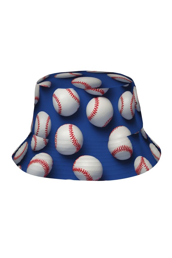Baseball Ball Bucket Hat, Packable Fisherman Sun Cap, Foldable UV Protection for Fishing Beach Hiking Camping