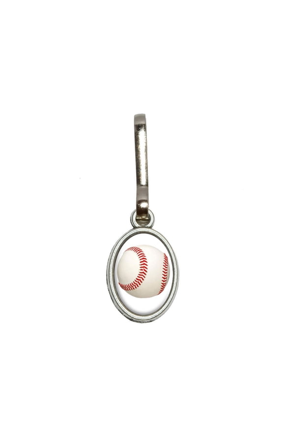 Baseball Ball Oval Zipper Pull