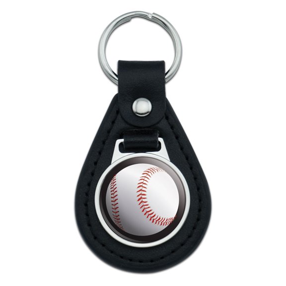 Baseball Ball Sport American National Black Black Leather Keychain