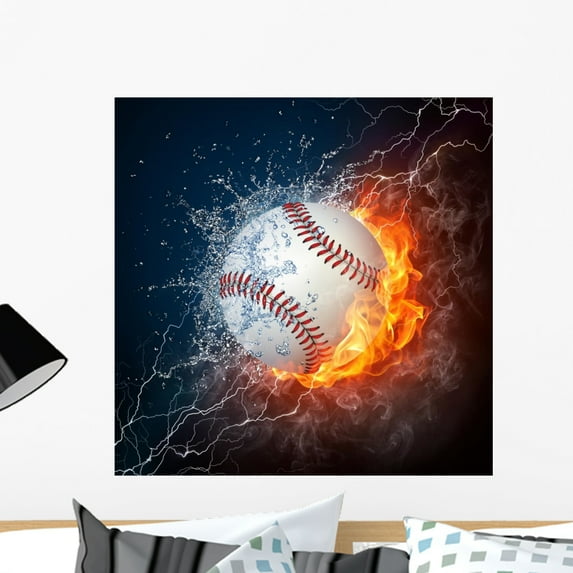 Baseball Ball Wall Mural by Wallmonkeys Peel and Stick Graphic (24 in H x 24 in W) WM338971