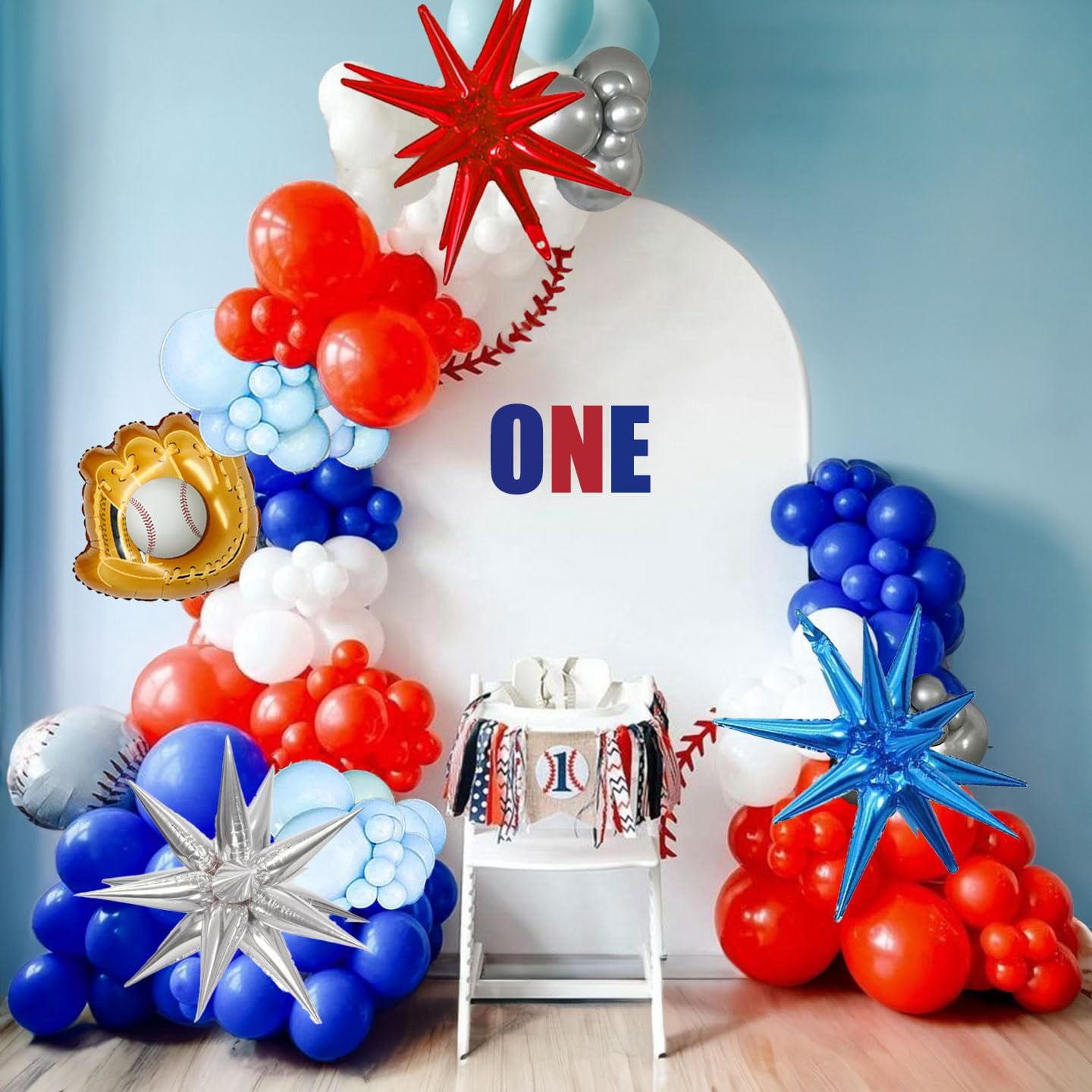 Baseball Balloons Arch Kit CM31 Red White Blue Balloon Garland Kit ...