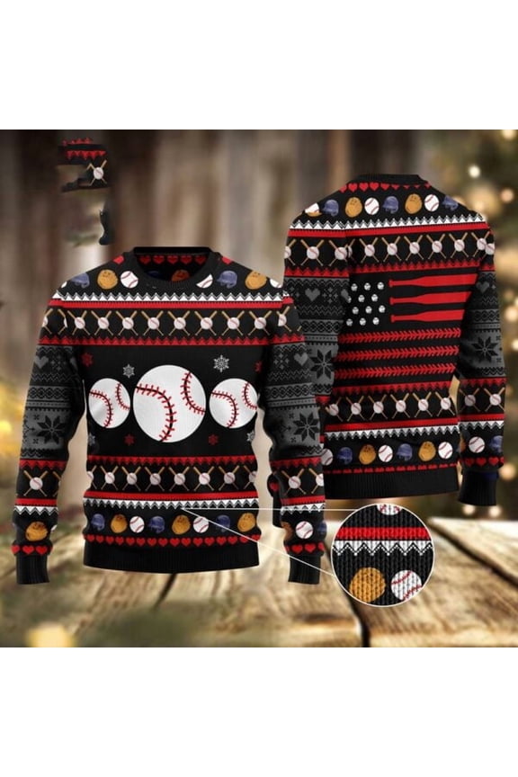 Baseball Balls Christmas Ugly Christmas Sweater, Christmas Sweater, Ugly Sweater, Funny Xmas Sweaters