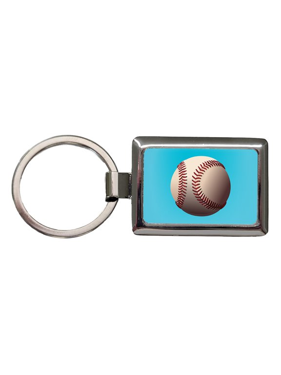Baseball Base Ball Sport Metal Rectangle Keychain