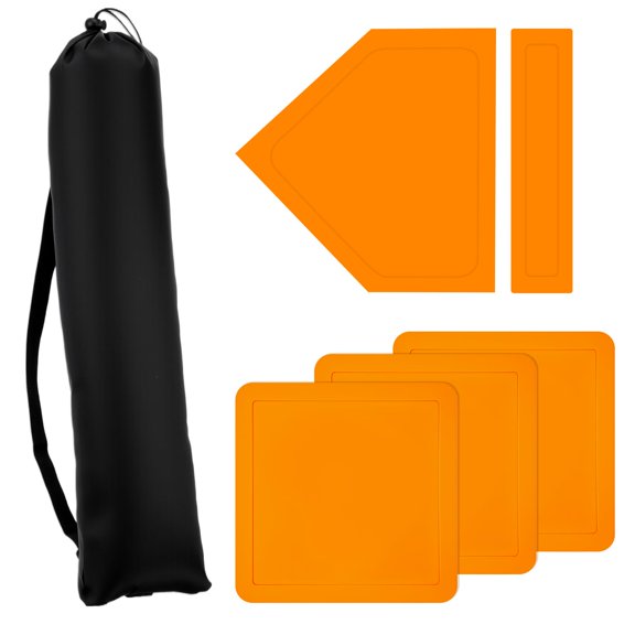 Baseball Base Set with Carry Bag 6-Piece Orange PVC Bases for Kickball Softball
