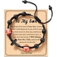 thumbnail image 1 of Baseball Basketball Football Soccer Volleyball Gifts, Natural Stone Baseball Cross Bracelets for Teen Ideas with Message Gift Card, 1 of 5