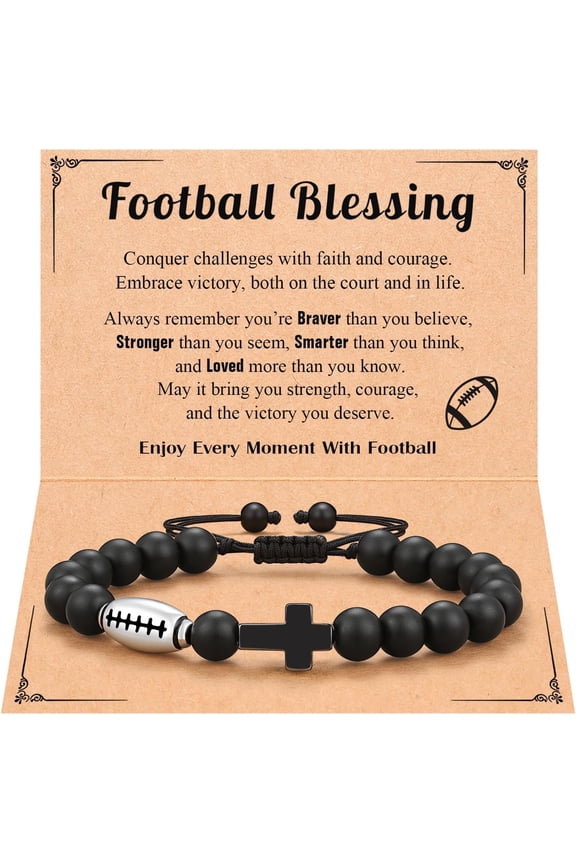 Baseball Basketball Soccer Football Cross Bracelet for Boys Christmas Valentines Easter Gifts for Son Grandson Nephew